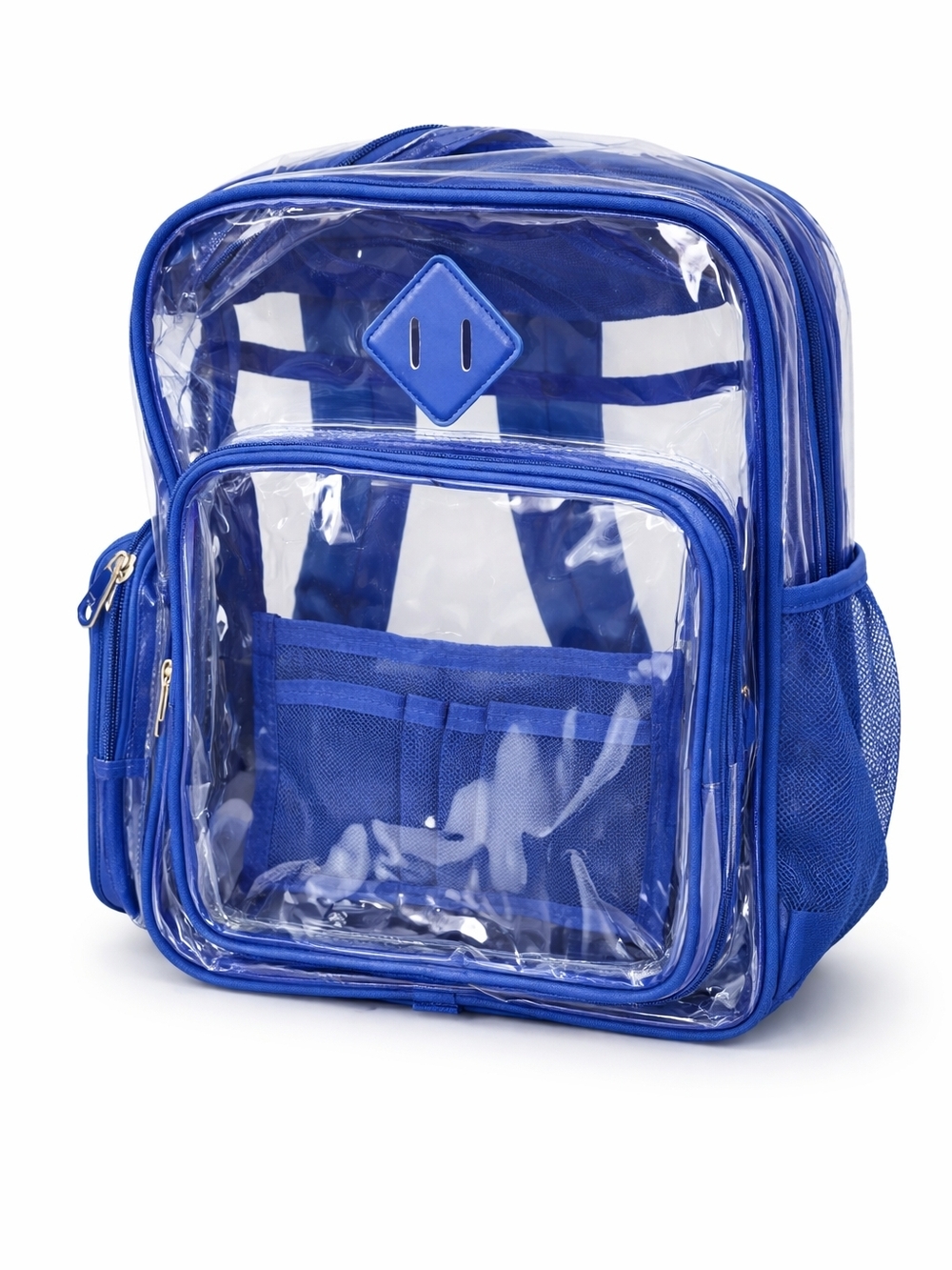 Clear Vinyl Backpack with Royal Blue Trim